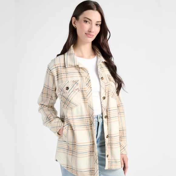 Thread & Supply Jackets & Blazers - Thread & Supply Tan Plaid Utility Jacket